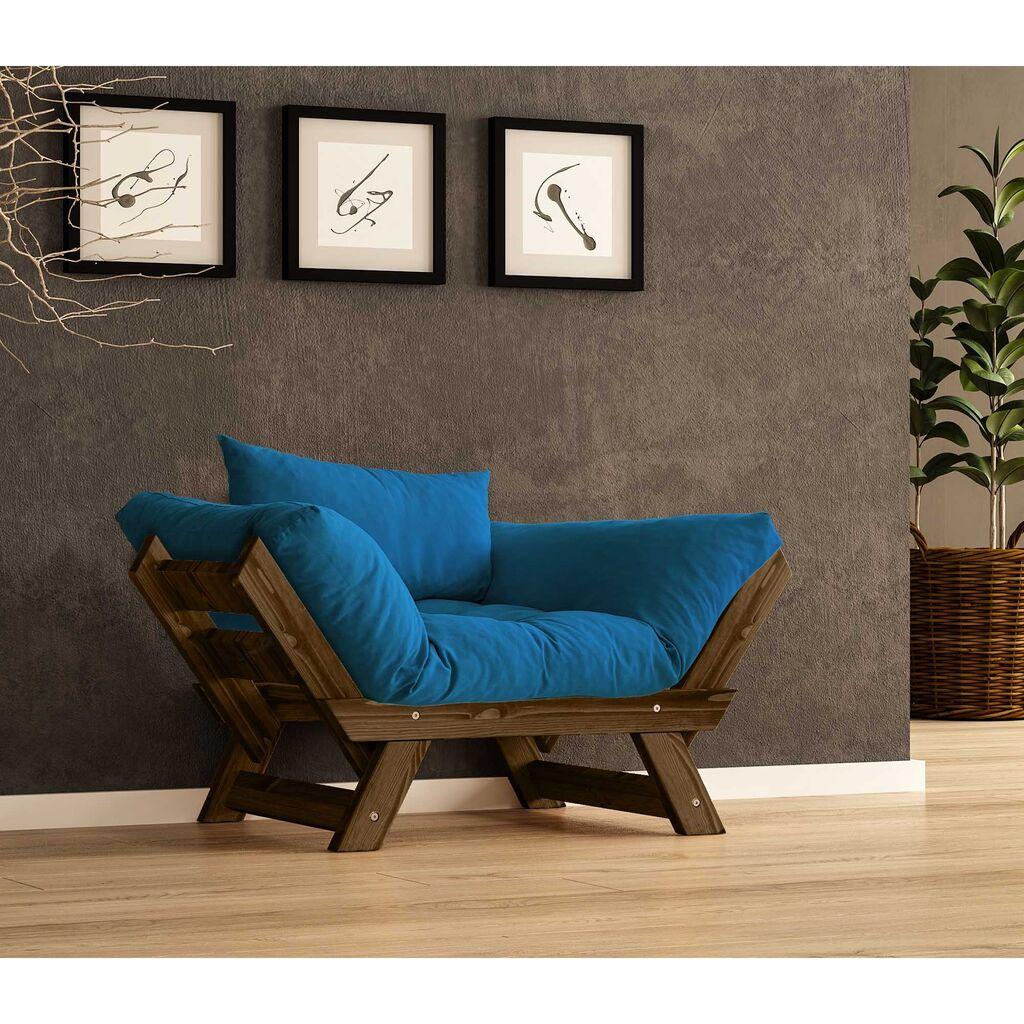Hanah Home vrtna sofa s jednim sjedištem i jastukom, boja oraha i plave boje