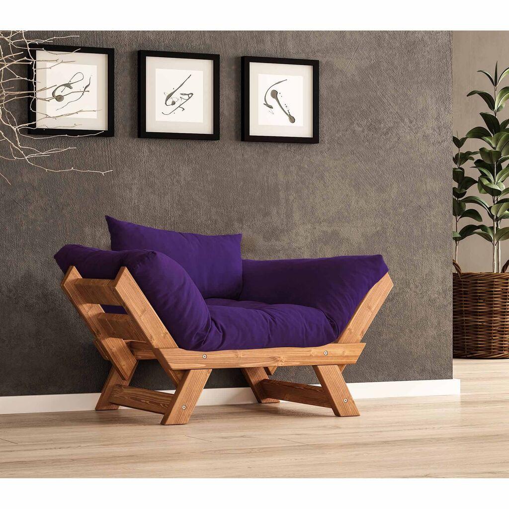 Hanah Home vrtna sofa s jednim sjedištem i jastukom, tikovine i ljubičaste boje