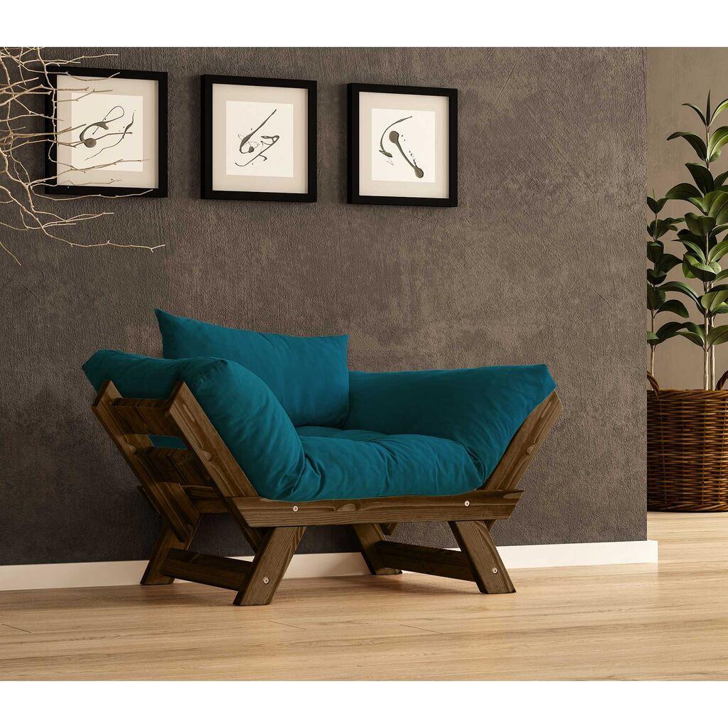 Hanah Home vrtna sofa s jednim sjedištem i jastukom, boja oraha i petrolej zelene