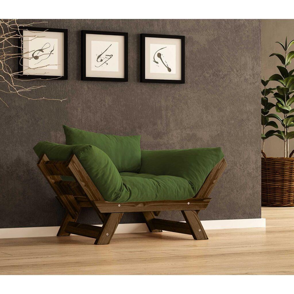 Hanah Home vrtna sofa s jednim sjedištem i jastukom, boja oraha i zelena