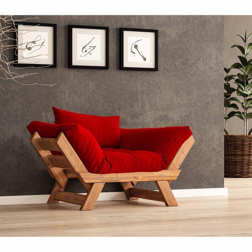 Hanah Home vrtna sofa s jednim sjedištem i jastukom, tikovina i crvena