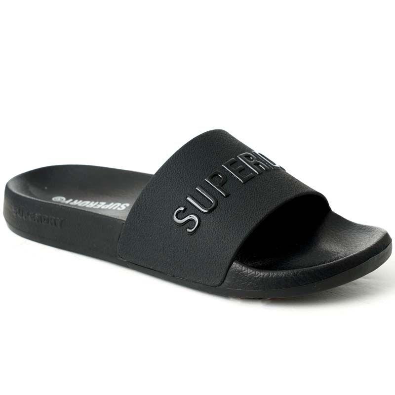 Superdry Ženske papuče Luxe Logo Pool Slide, Crne