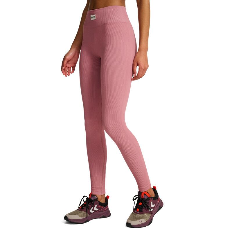 Hummel Ženske helanke HMLPulse Seamless Rib MW Tights, Roze