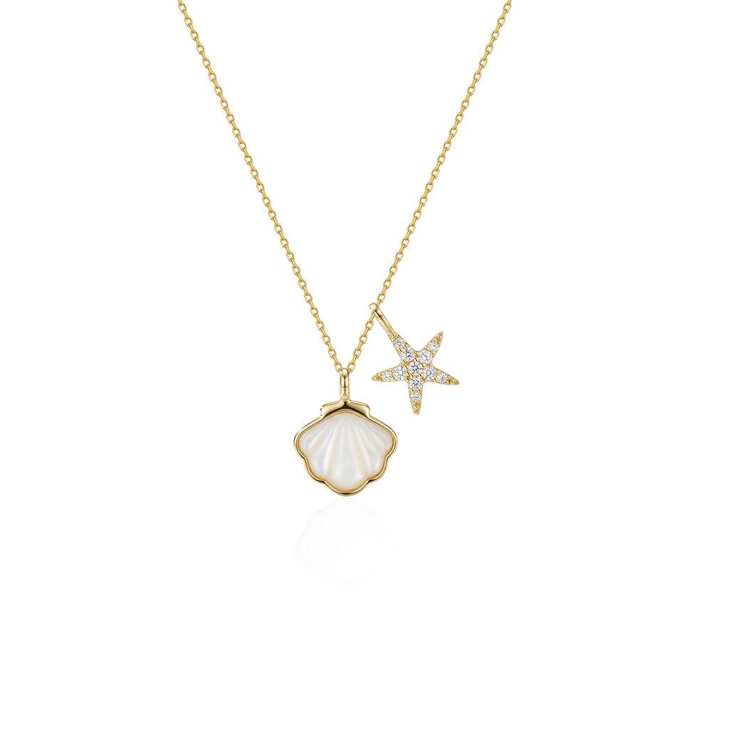 Srebrna ženska ogrlica Ocean Star, Zlatne boje