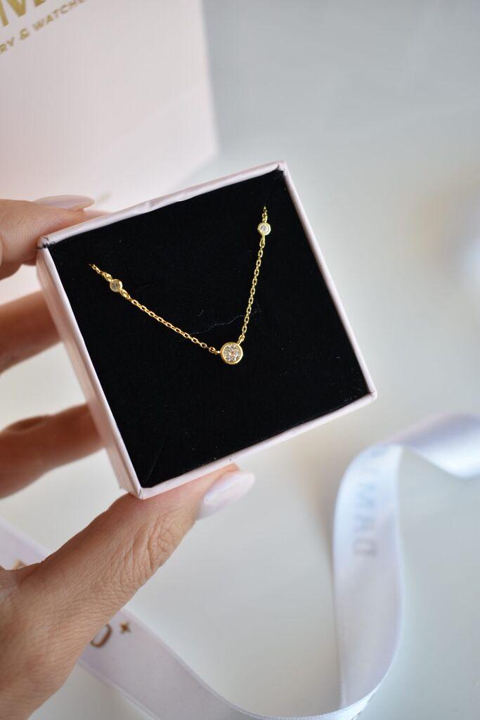 Ženska ogrlica Aurora Cube, Zlatne boje