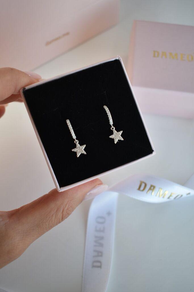 Ženske minđuše Star, Srebrne boje