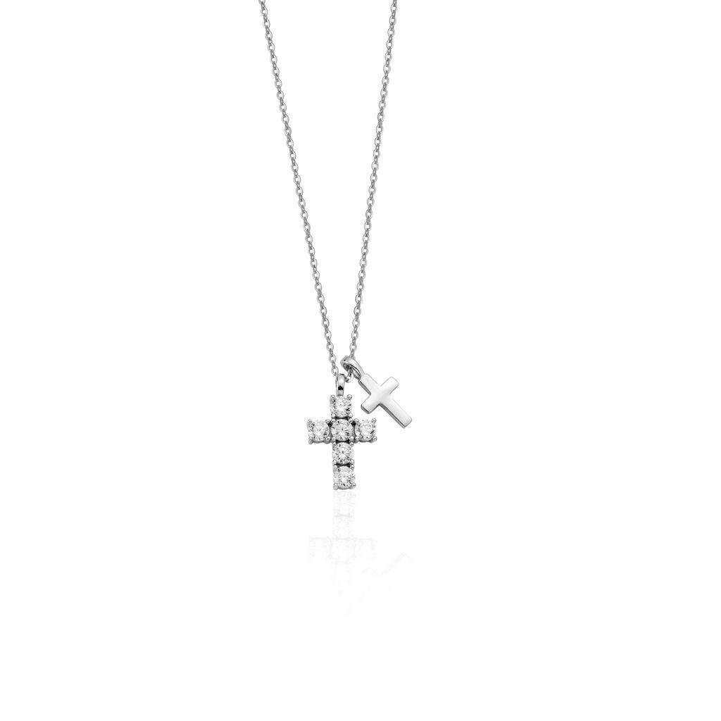 Srebrna ženska ogrlica Double Cross