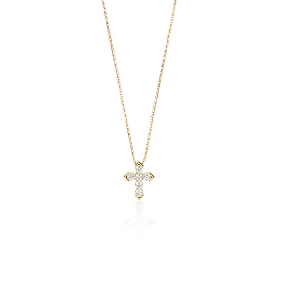 Srebrna ženska ogrlica Cross Zircon, Zlatne boje