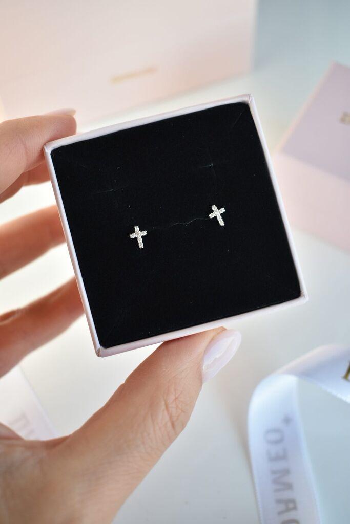 Ženske minđuše Little Cross, Srebrne boje