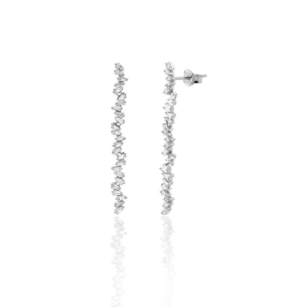 Srebrne ženske minđuše Linear Sparkle