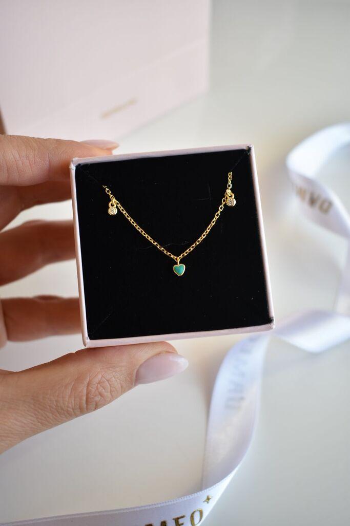 Ženska ogrlica Green Heart, Zlatne boje