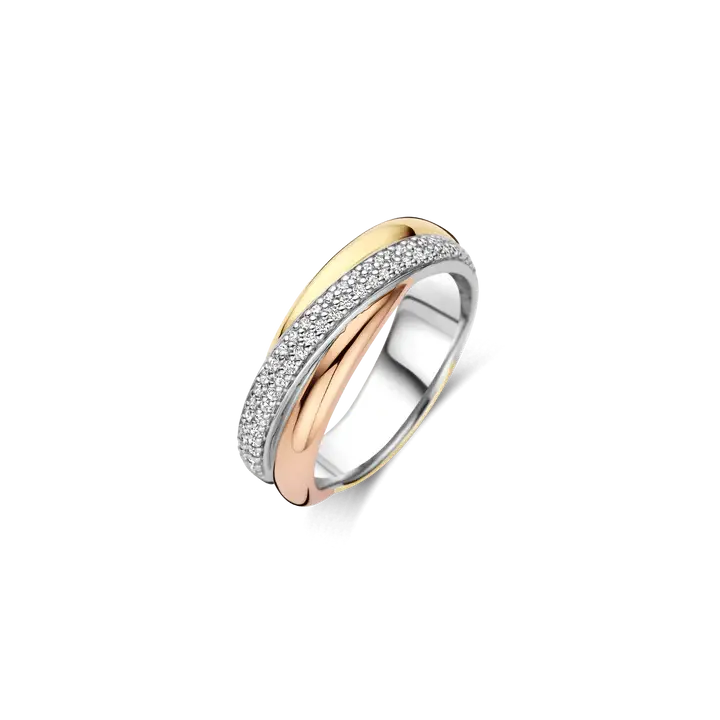 Ti Sento Srebrni ženski prsten 12343ZT, Zlatne boje