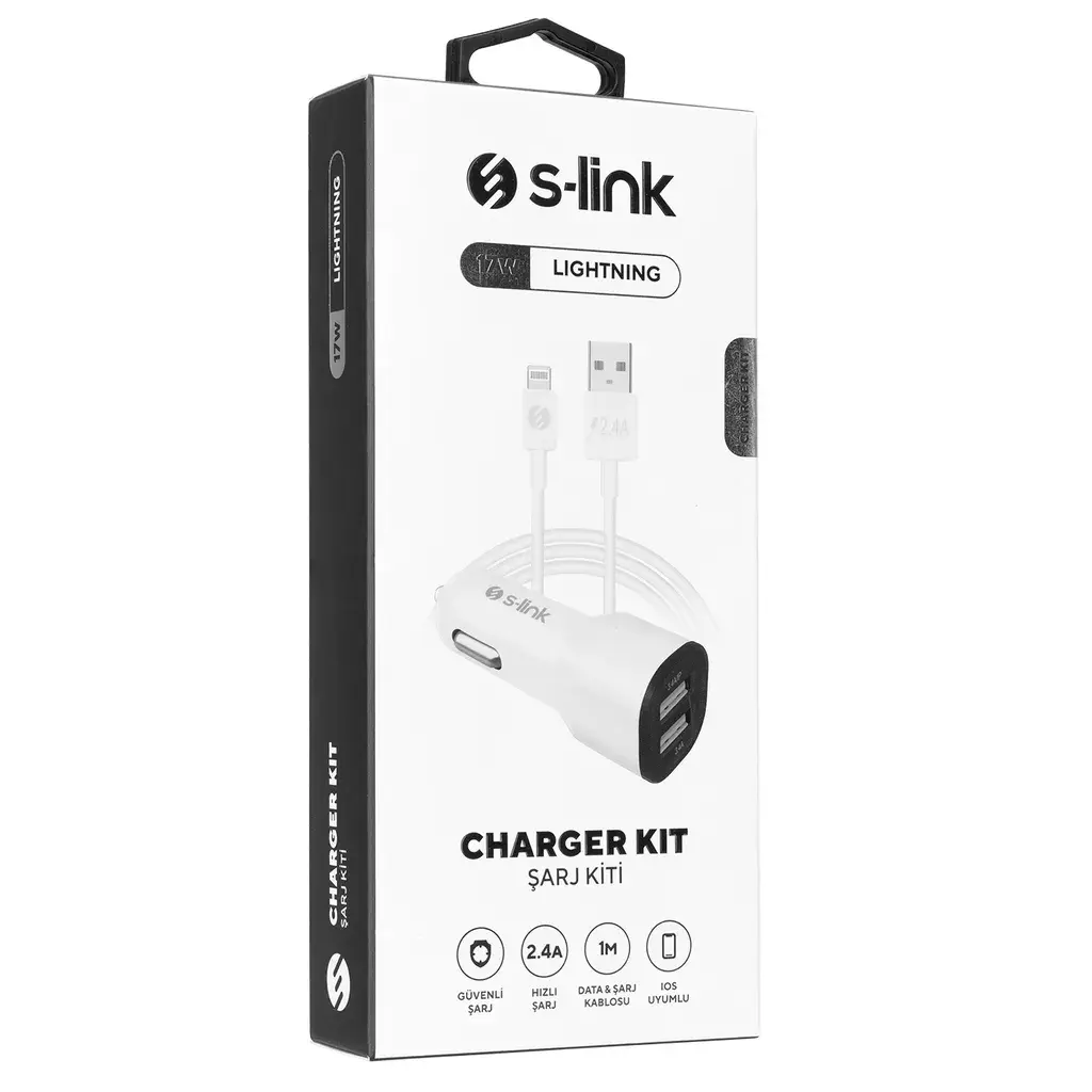 S-link Adapter za auto punjač SL-EC30L iPhone, 3.4A, 2 USB, Bijeli