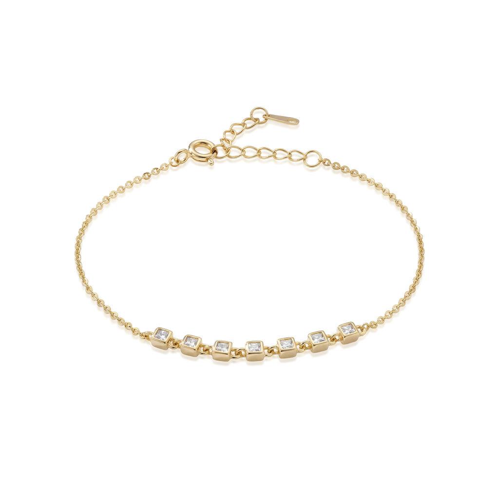 Srebrna ženska narukvica Geometric Sparkle, Zlatne boje