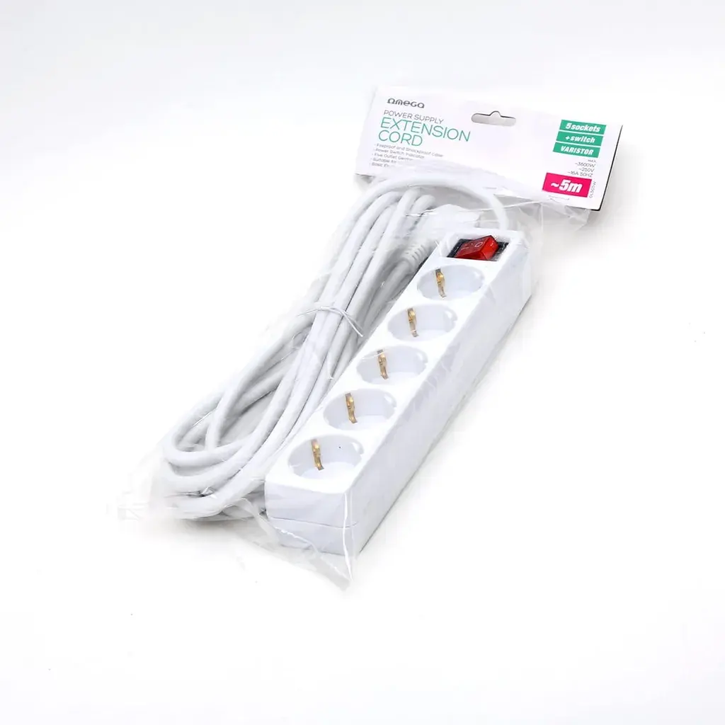 Omega Produžni OL5G5W 16 A, 5m, Bijela