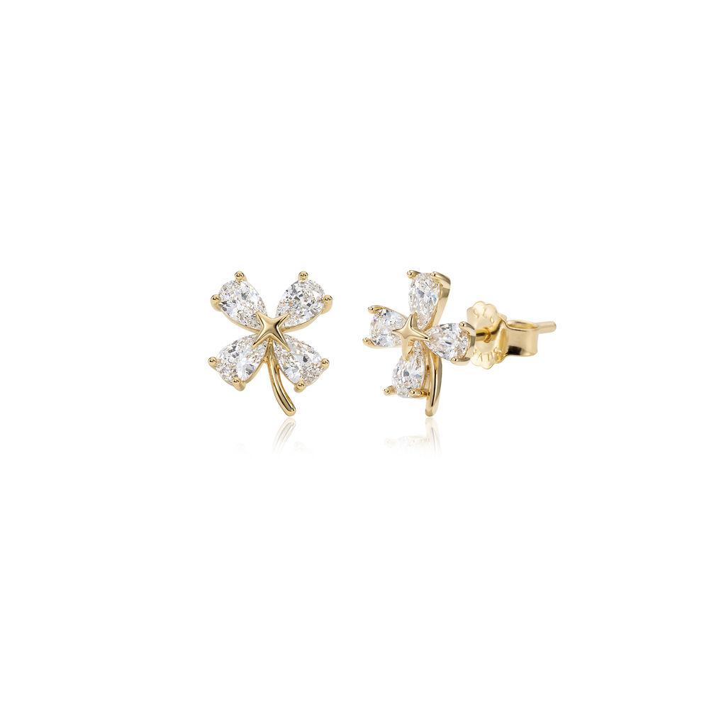 Srebrne ženske minđuše Lucky Clover, Zlatne boje