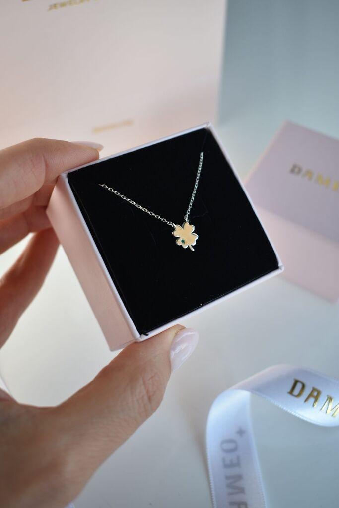 Ženska ogrlica Clover, Srebrne boje