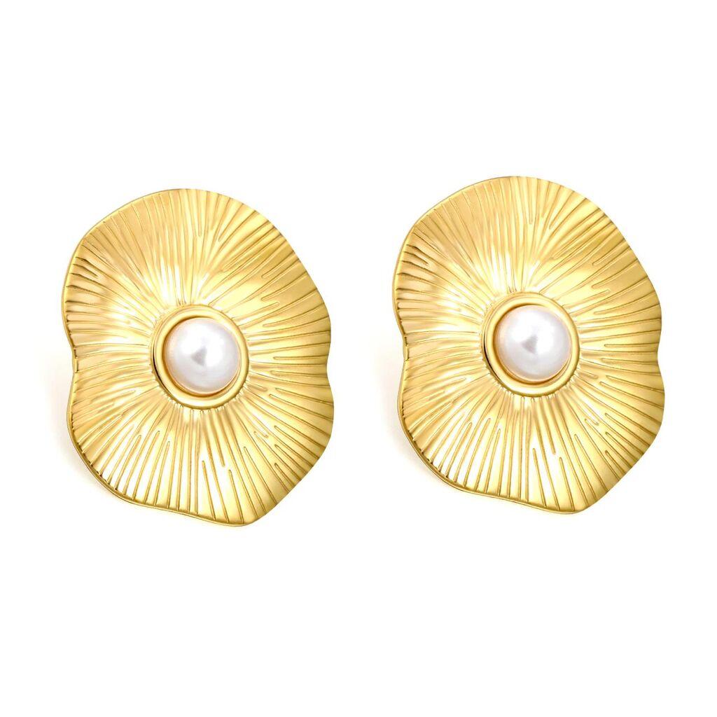 Ženske minđuše od nerđajućeg čelika Alkima 628, Zlatne boje