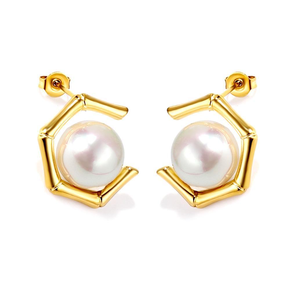 Ženske minđuše od nerđajućeg čelika Alkima 646, Zlatne boje