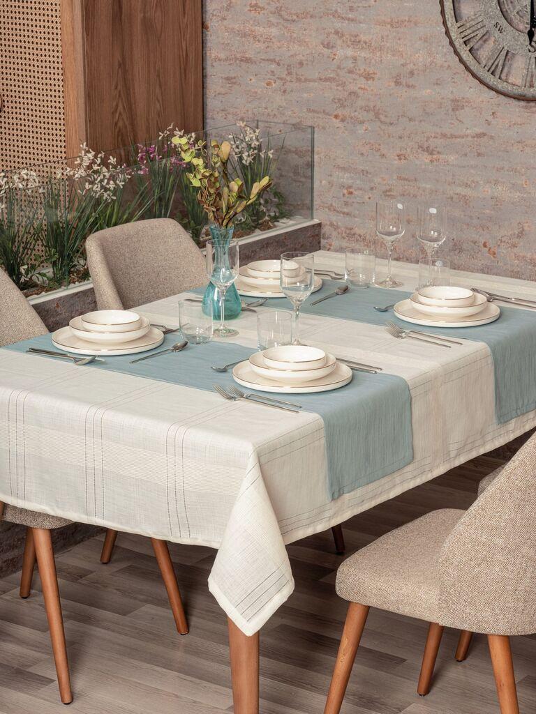 L'essentiel Maison Jasmine 220 set stolnjaka, 155 x 220 cm, 35 x 130 cm, 2 dijela, krem