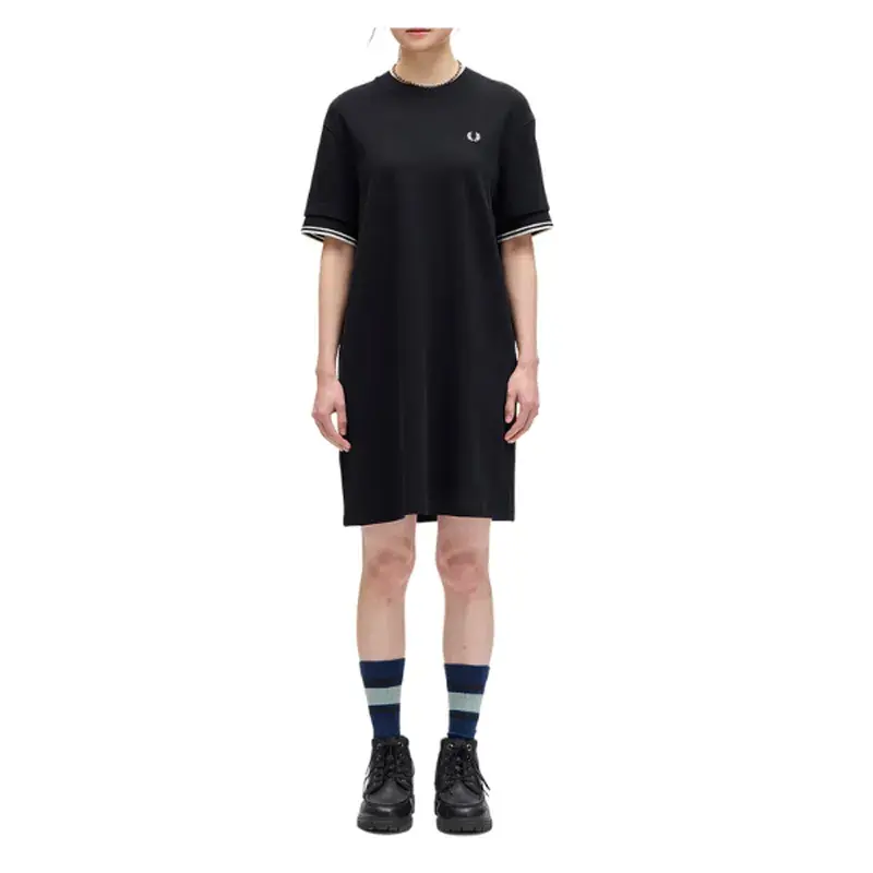 Fred Perry Ženska haljina Tipped Pique, Crna