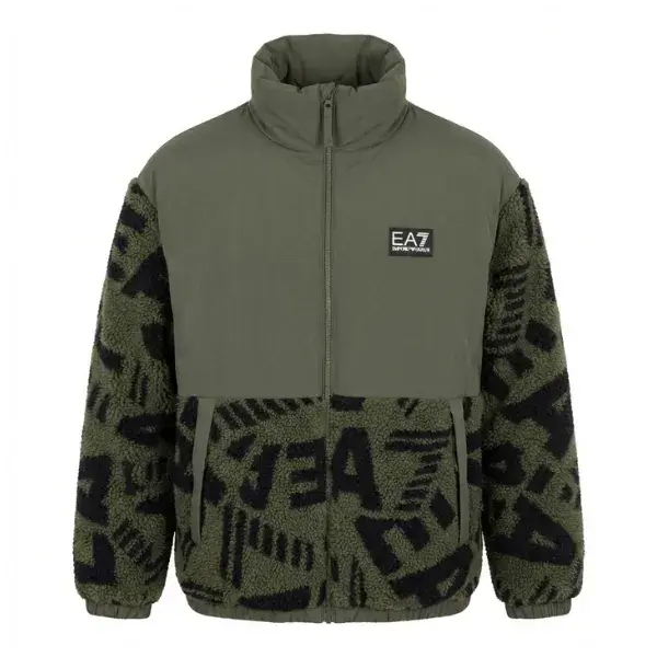 Emporio Armani Muška jakna Mountain Teddy Logo, Maslinasta
