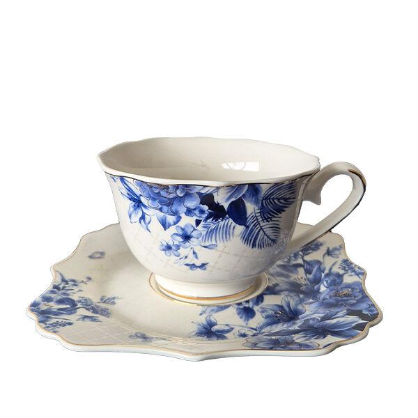 Fina kuća Set šoljica za kafu Light Blue porcelan Lux, 6 komada, Bijelo-plave