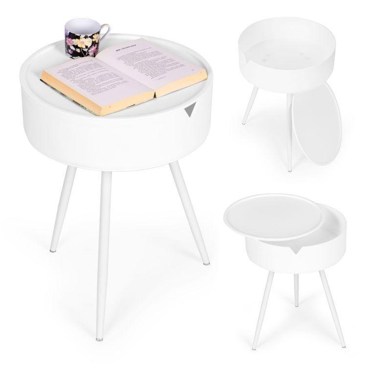 ModernHome Okrugli sto za kafu sa poklopcem koji se može skinuti, bijela