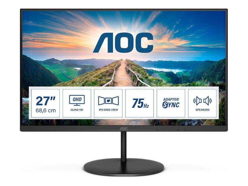 AOC IPS Monitor Q27V4EA, 27 , QHD 2560x1440, 75Hz, 4 ms, 1000:1, DP/HDMI, VESA 100 x 100, 2W x 2