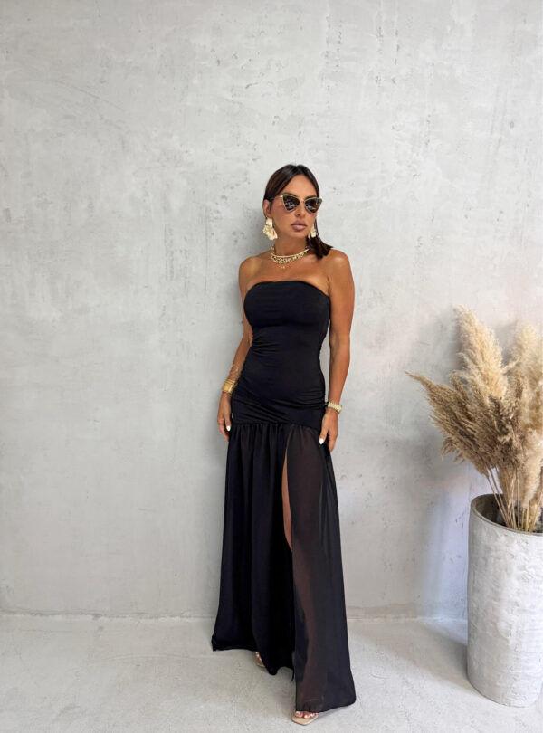 Blondy Myrna Black Korset Haljina Sa Suknjom Od Muslina