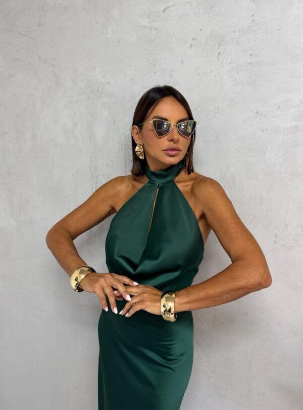 Blondy Greta Emerald Elegantna Satenska Haljina