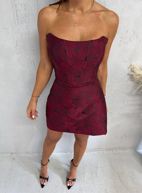 Blondy Stella Bordeaux Mini Korset Haljina