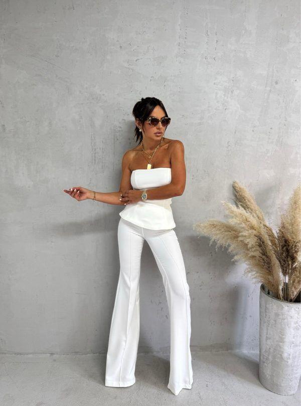 Blondy Joan White Trendi Zvonaste Pantalone