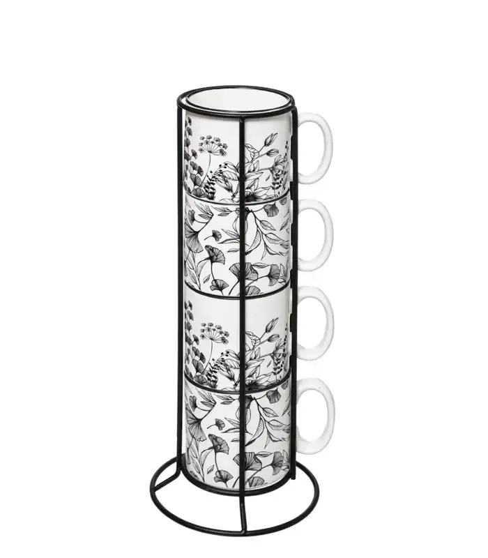 Set šolja Floral 24cl 176945a 6/p, 4 komada, Bijele