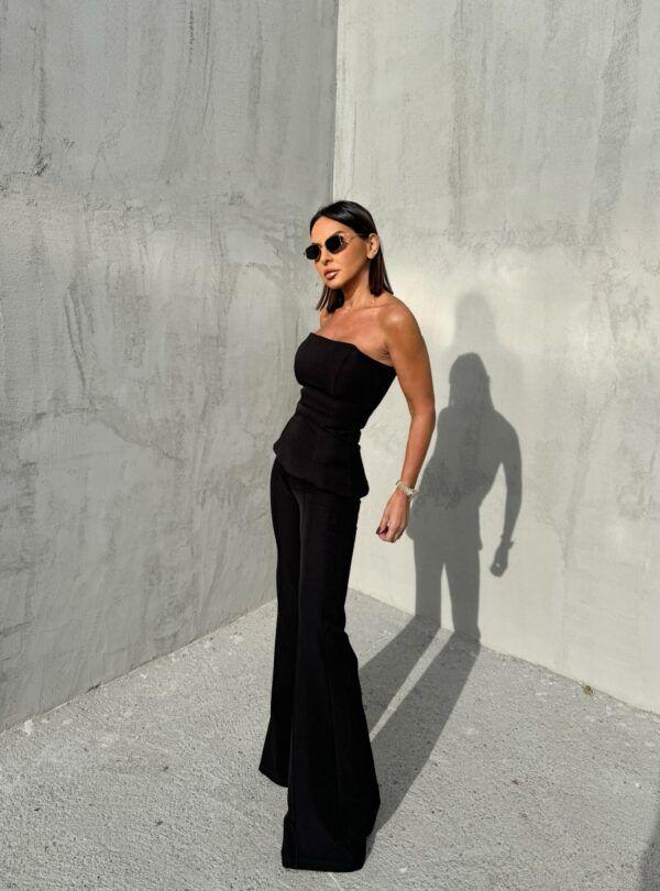 Blondy Joan Black Trendi Zvonaste Pantalone, Crne