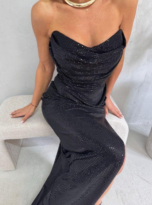 Blondy Rachel Black Korset Svetlucava Haljina, Crna