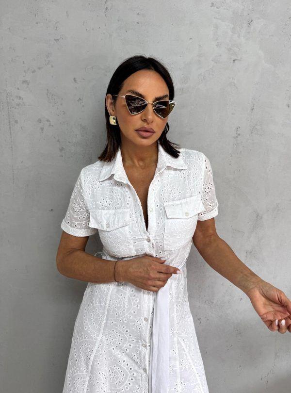 Blondy Lisa White Midi Haljina Sa Vezenim Detaljima, Bijela