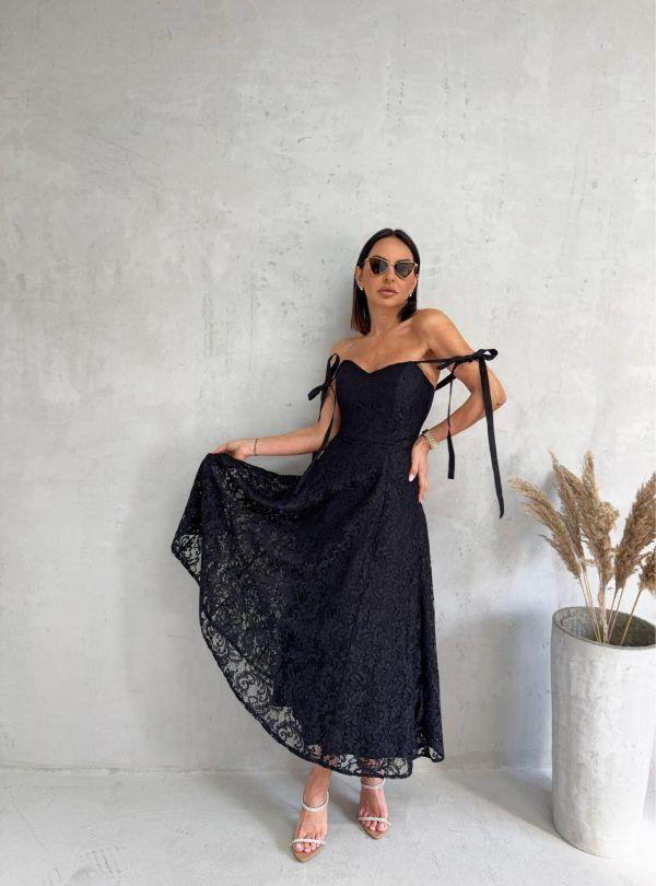 Blondy Ophelia Black Korset Haljina Od Čipke, Crna