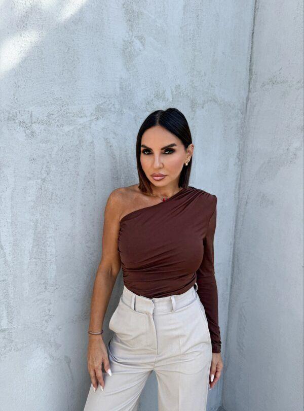 Blondy Malia Chocolate Asimetrična Bluza, Smeđa (braon)