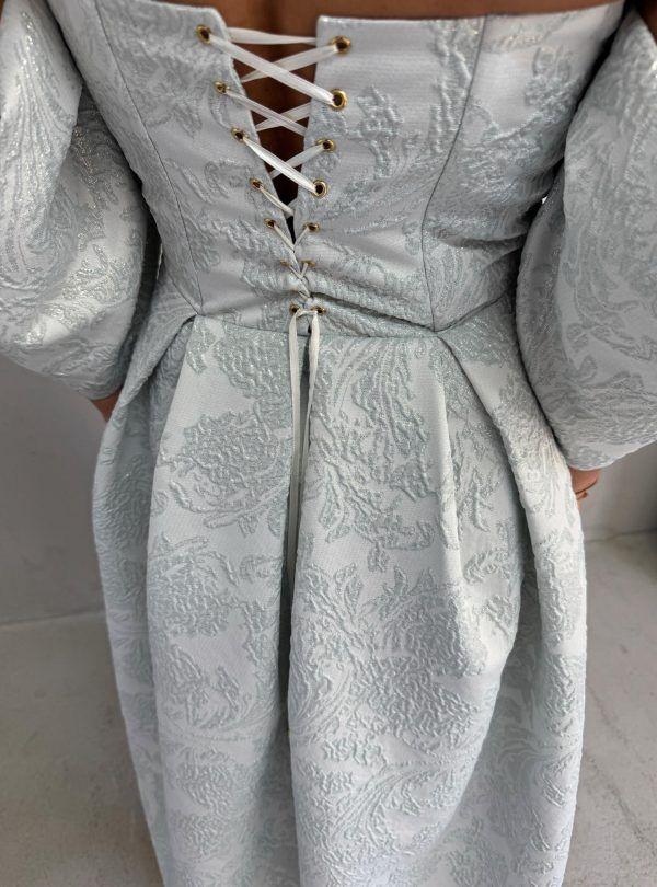 Blondy Amy Cloud Midi Korset Haljina Spuštenih Rukava, Plava