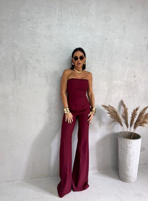Blondy Joan Burgundy Trendi Zvonaste Pantalone, Bordo