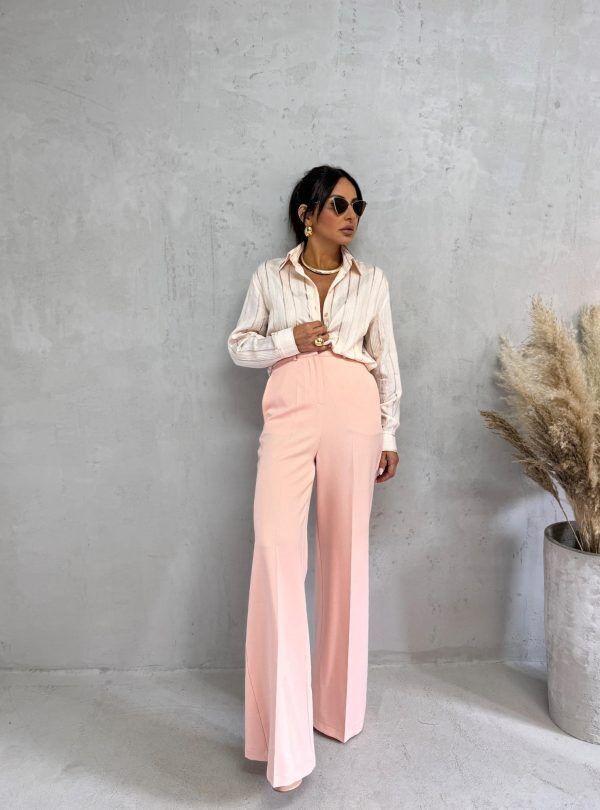 Blondy Ingrid Pinkish Zvonaste Pantalone Visokog Struka, Roze