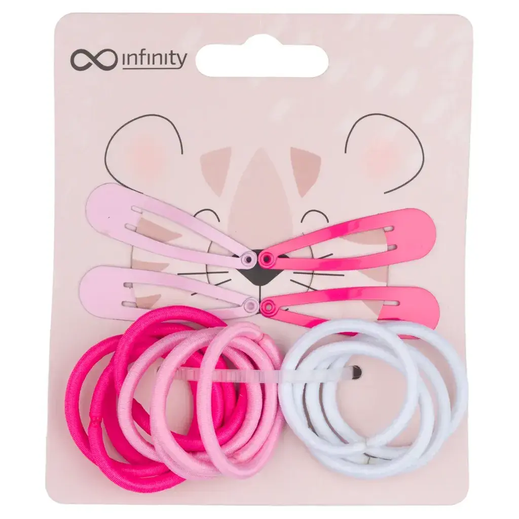 Infinity Set Šnalica I Gumica Za Kosu - Roze