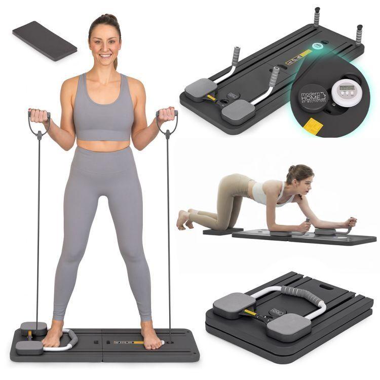 ModernHome Multifunkcionalna Pilates reformer daska sa LCD ekranom i ekspanderima, Sklopiva