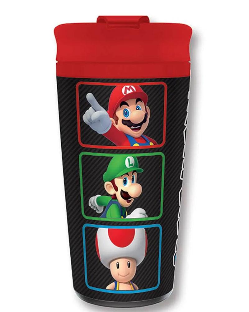 Termos šolja Super Mario  Colour Blocks  Metal Travel Mug, Crna