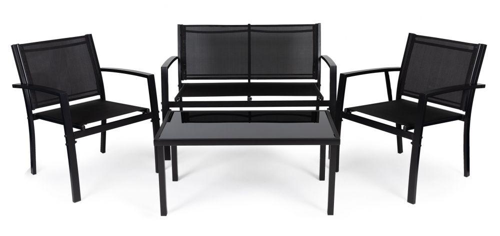 ModernHome Garden set EVA, Dvije stolice i dvosjed, Crna