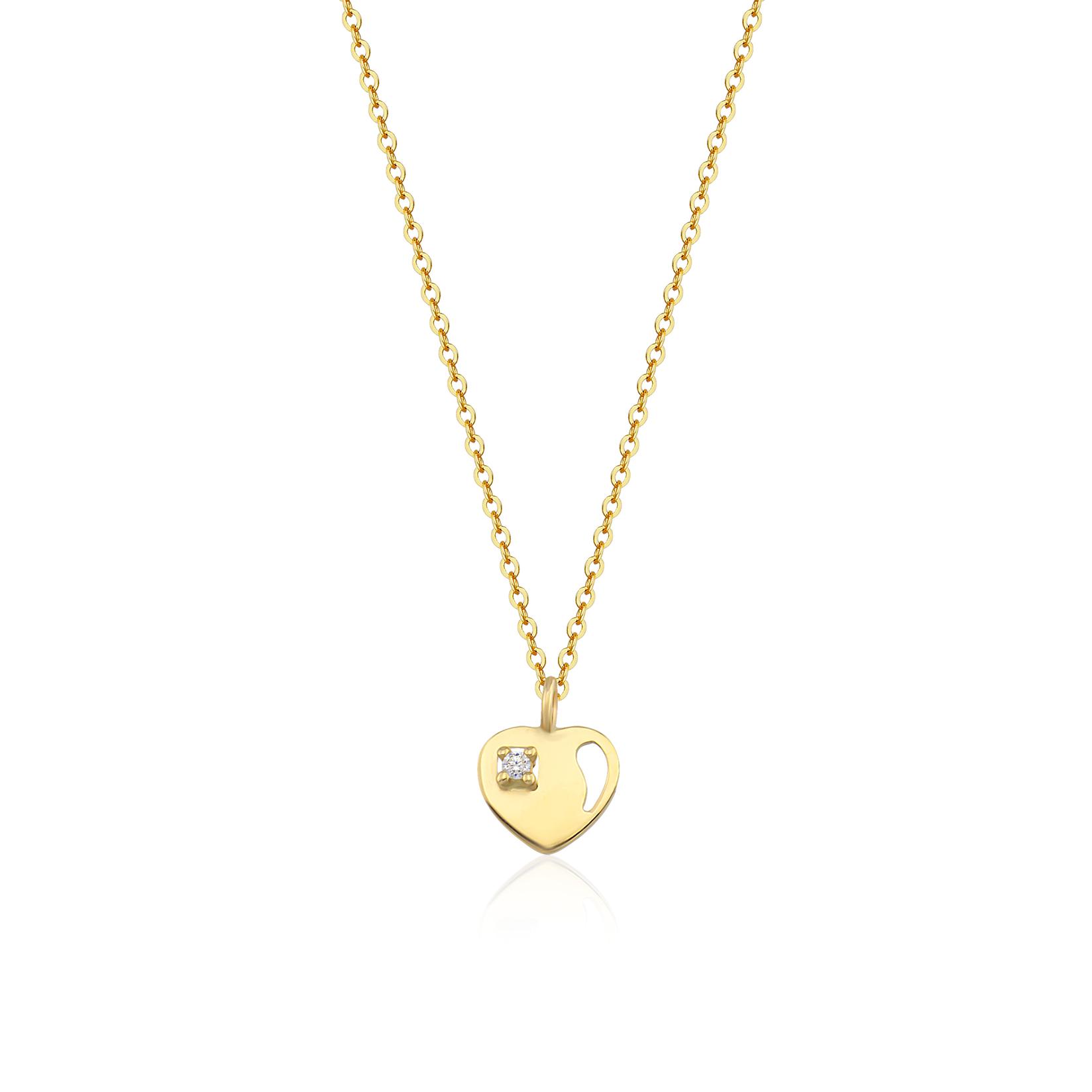 Dameo ogrlica Heart Shaped - 14kt žuto zlato i cirkon