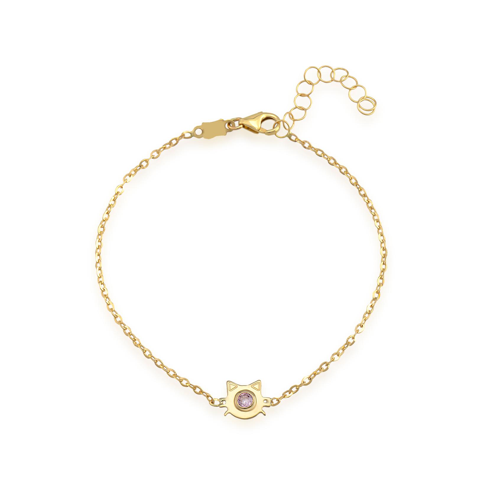 Dameo narukvica Hello Kitty - 14kt žuto zlato i cirkon