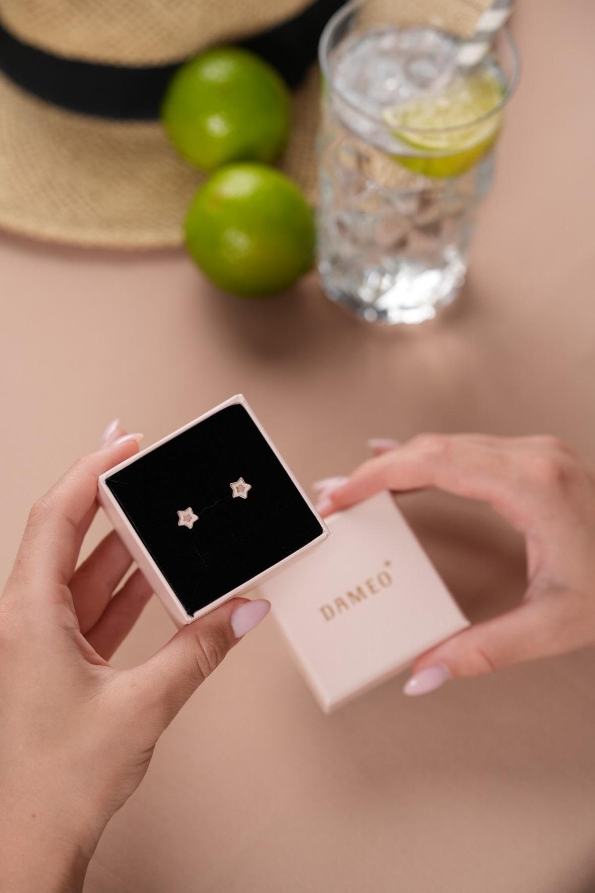 Dameo Minđuše Star Catcher - srebro 925 sa roze pozlatom i sedefom