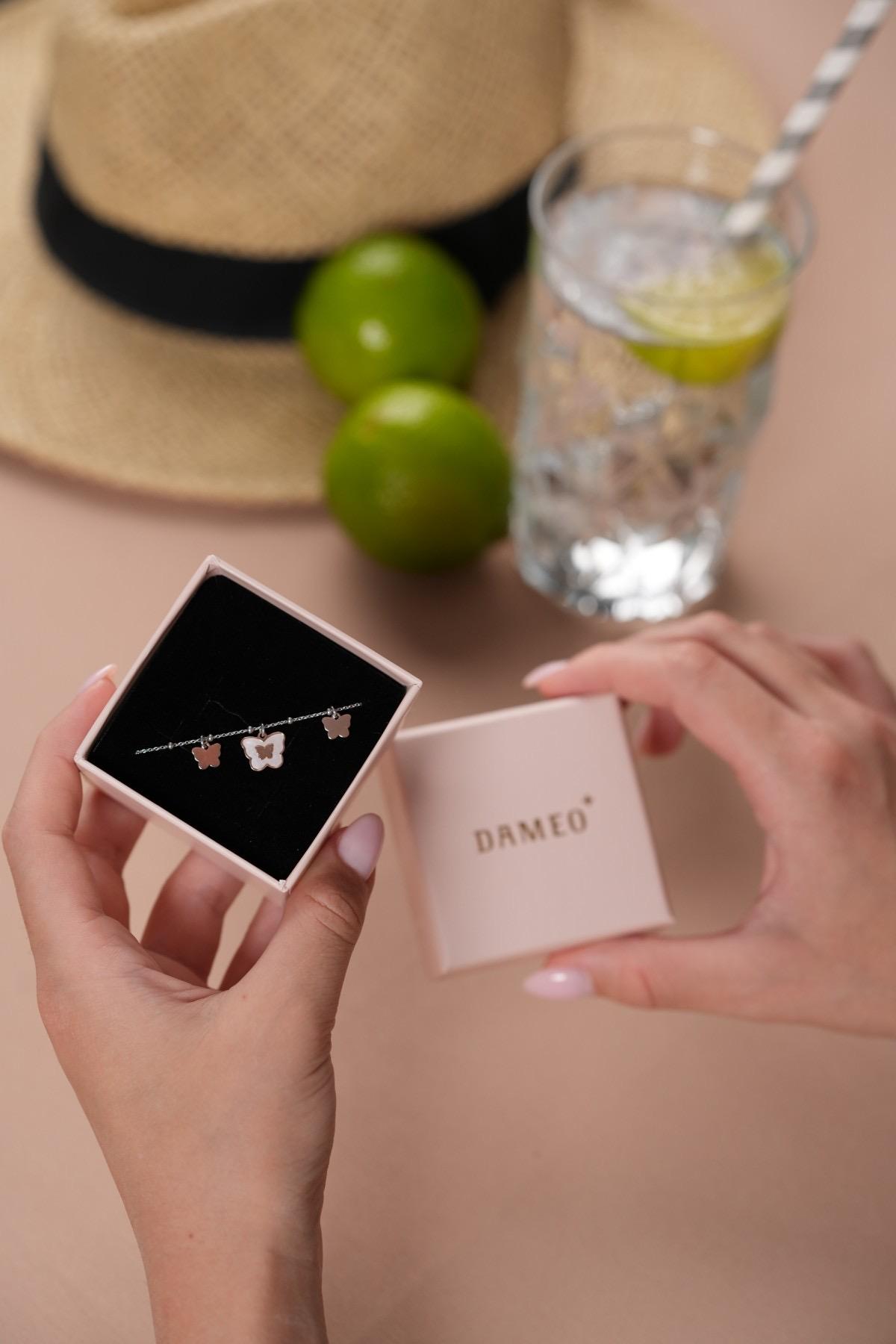 Dameo Narukvica Madre di Perla 3 Butterflies - srebro 925 sa roze pozlatom i sedefom